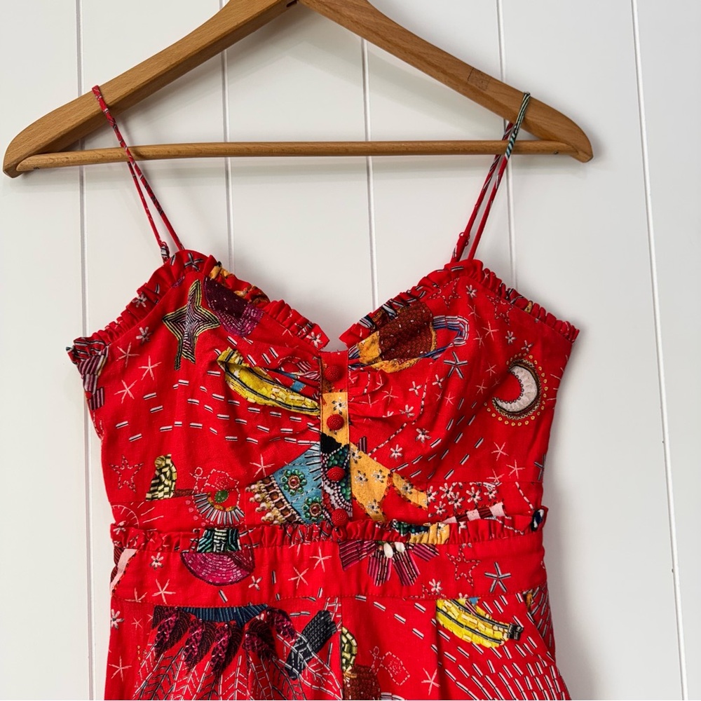 FARM Rio Red Spaghetti Strap Printed Jumpsuit - Picture 2 of 16